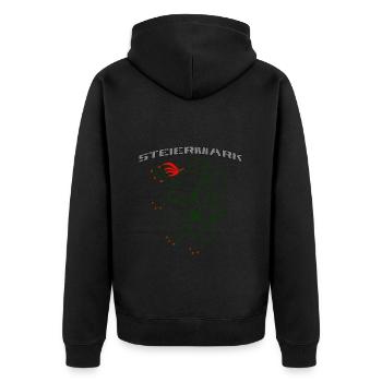 Steiermark - Unisex Premium Bio Zip Hoodie - Schwarz - Hinten - Nico (187cm)