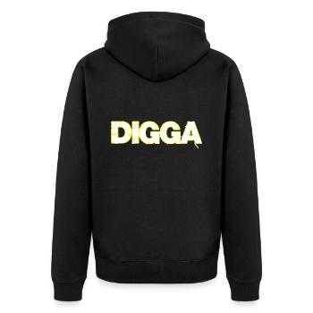 Digga - Unisex Premium Bio Zip Hoodie - Schwarz - Hinten - Nico (187cm)