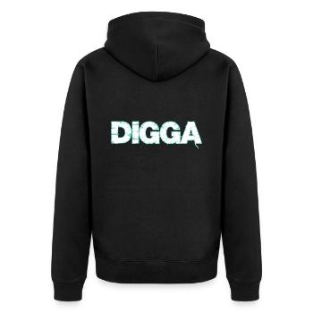 Digga - Unisex Premium Bio Zip Hoodie - Schwarz - Hinten - Nico (187cm)