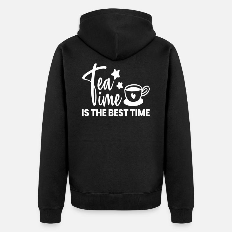 TEA TIME 3png - Veste à capuche bio Premium Unisexe - noir