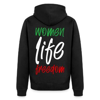 Liberté de vie des femmes - Veste à capuche bio Premium Unisexe - noir - Dos - Nico (187cm)