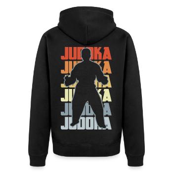 Vintage Judoka - Unisex Premium Organic Zip Hoodie - black - Back - Nico (187cm)
