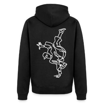 Breakdancing Skizze - Unisex Premium Bio Zip Hoodie - Schwarz - Hinten - Nico (187cm)
