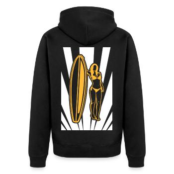Surfing Sketch - Unisex Premium Organic Zip Hoodie - black - Back - Nico (187cm)