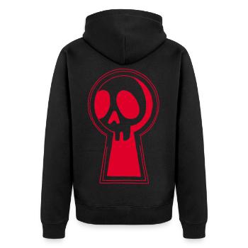 Der Rote Tod schaut uns zu - Unisex Premium Bio Zip Hoodie - Schwarz - Hinten - Nico (187cm)