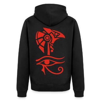 Dieu égyptien et oeil d'Horus (rouge) - Veste à capuche bio Premium Unisexe - noir - Dos - Nico (187cm)