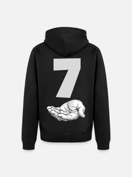 Funny Seven Meme Hand Gen Alpha Trend Joke - Unisex Premium Organic Zip Hoodie - black