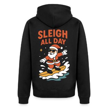 Schlitten-Ganztägiges Surfen am Weihnachtsfest - Unisex Premium Bio Zip Hoodie - Schwarz - Hinten - Nico (187cm)