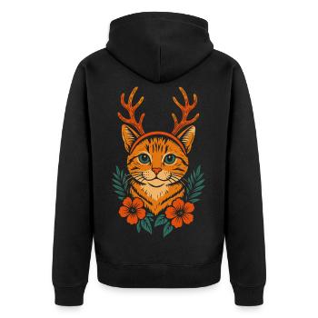 Cerf chat avec couronne de fleurs - Veste à capuche bio Premium Unisexe - noir - Dos - Nico (187cm)