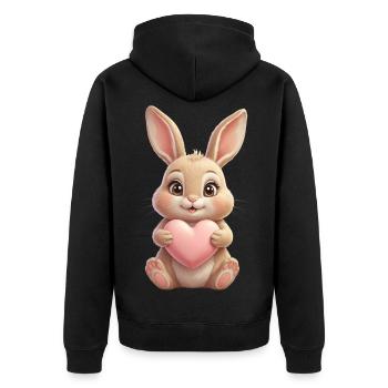 Câlin câlin au cœur rose - Veste à capuche bio Premium Unisexe - noir - Dos - Nico (187cm)