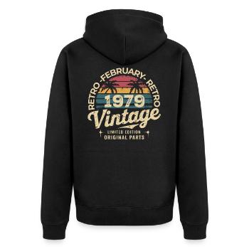 February 1979 | Awesome since February 1979 - Unisex Premium Organic Zip Hoodie - black - Back - Nico (187cm)