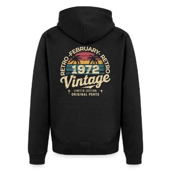 Februar 1972 | Großartig seit Februar 1972 - Unisex Premium Bio Zip Hoodie - Schwarz - Hinten - Nico (187cm)