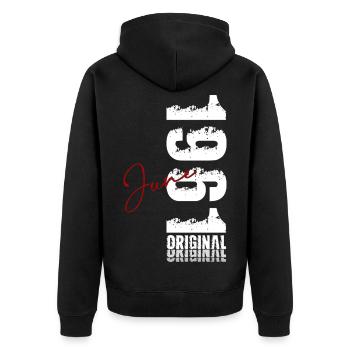 65e anniversaire Cadeau Millésime Juin Millésime 1961 - Veste à capuche bio Premium Unisexe - noir - Dos - Nico (187cm)