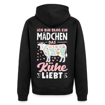 Ich Bin Bloß Ein Mädchen Das Kühe Liebt Kuh - Unisex Premium Bio Zip Hoodie - Schwarz - Hinten - Nico (187cm)