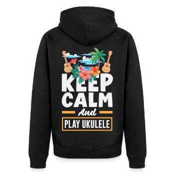 Funny Ukulele Designs and Sayings - Unisex Premium Organic Zip Hoodie - black - Back - Nico (187cm)