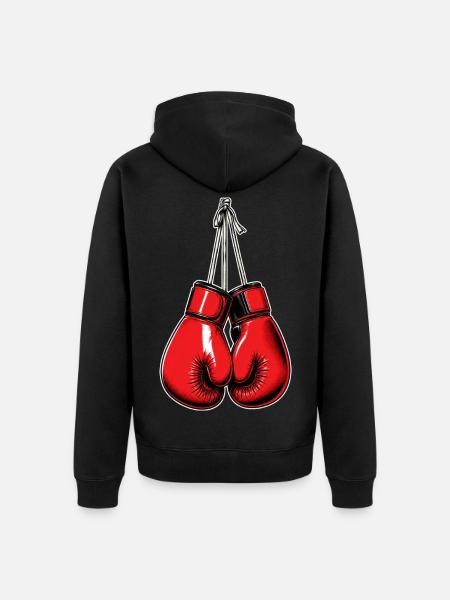 Rote Boxhandschuhe – Boxing & Fight - Unisex Premium Bio Zip Hoodie - Schwarz