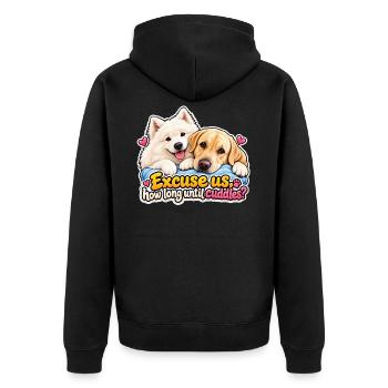 Hunde fragen: Wann sind die Tierheime? - Unisex Premium Bio Zip Hoodie - Schwarz - Hinten - Nico (187cm)