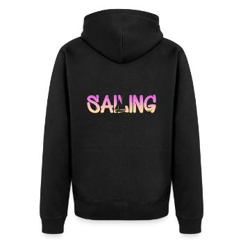 Segeln - Unisex Premium Bio Zip Hoodie - Schwarz - Hinten - Nico (187cm)