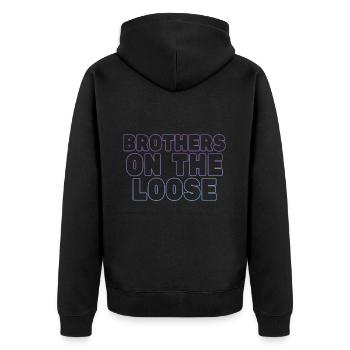 Brothers On The Loose Sibling Journey - Unisex Premium Organic Zip Hoodie - black - Back - Nico (187cm)