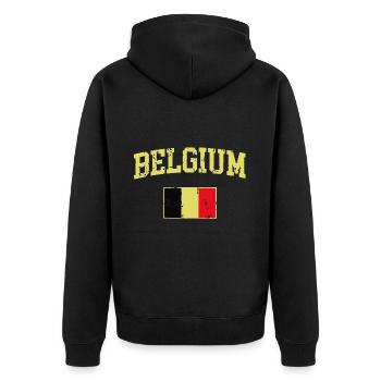 Vintage Drapeau Belgique Rétro Belge - Veste à capuche bio Premium Unisexe - noir - Dos - Nico (187cm)