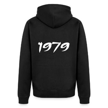 1979 Geschenk 46. Jubiläum 1979 Retro 1979 - Unisex Premium Bio Zip Hoodie - Schwarz - Hinten - Nico (187cm)
