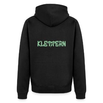Klettern Bouldern Kletterhalle Berge - Unisex Premium Bio Zip Hoodie - Schwarz - Hinten - Nico (187cm)