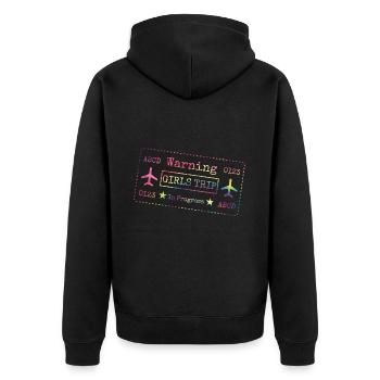 Warnung Girls Trip Im Gange - Unisex Premium Bio Zip Hoodie - Schwarz - Hinten - Nico (187cm)