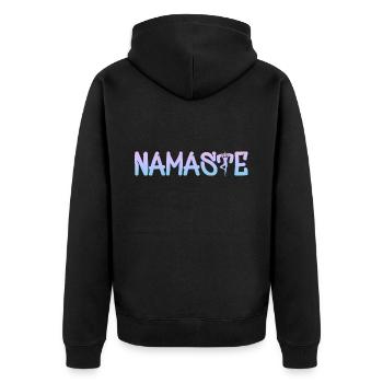 Yoga Om Namaste Chakra - Unisex Premium Bio Zip Hoodie - Schwarz - Hinten - Nico (187cm)