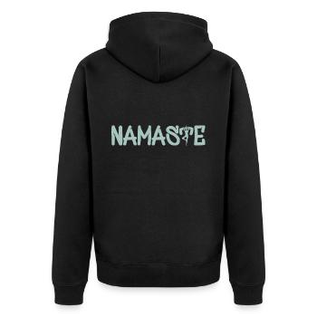 Yoga Namaste - Unisex Premium Bio Zip Hoodie - Schwarz - Hinten - Nico (187cm)