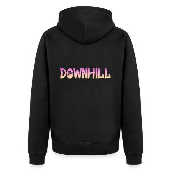 Downhill - Unisex Premium Bio Zip Hoodie - Schwarz - Hinten - Nico (187cm)