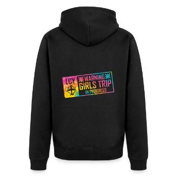 Attention Girls Trip en cours - Veste à capuche bio Premium Unisexe - noir - Dos - Nico (187cm)
