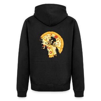 Pizza Mond Bäume Fahrrad - Unisex Premium Bio Zip Hoodie - Schwarz - Hinten - Nico (187cm)