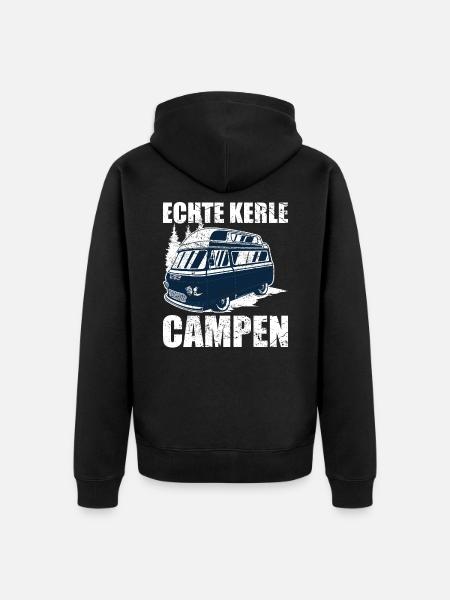 Echt Kerle Campen Camping Bus Retro Vintage - Unisex Premium Bio Zip Hoodie - Schwarz