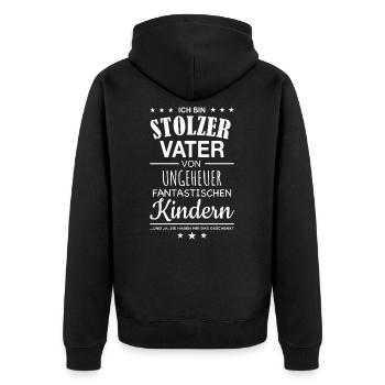 Stolzer Vater von ungeheuer fantastischen Kindern - Unisex Premium Bio Zip Hoodie - Schwarz - Hinten - Nico (187cm)