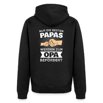 Nur die bestens Papas werden zum Opa befördert - Unisex Premium Bio Zip Hoodie - Schwarz - Hinten - Nico (187cm)