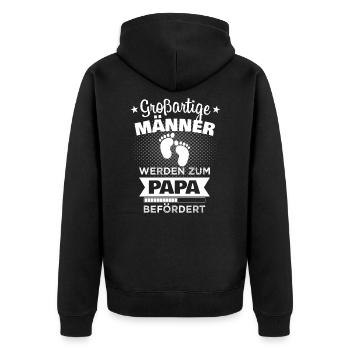 Werdender Papa Spruch Baby Babyfüße Vater Geschenk - Unisex Premium Bio Zip Hoodie - Schwarz - Hinten - Nico (187cm)