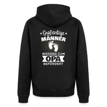 Opa Papa Vater Baby Geburt Spruch Männer Vintage - Unisex Premium Bio Zip Hoodie - Schwarz - Hinten - Nico (187cm)