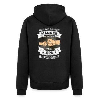 Opa Werdender Vater Großvater Baby Geschenk Retro - Unisex Premium Bio Zip Hoodie - Schwarz - Hinten - Nico (187cm)