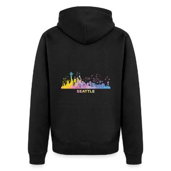 Skyline de Seattle, Seattle - Veste à capuche bio Premium Unisexe - noir - Dos - Nico (187cm)