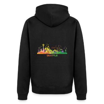 Skyline de Seattle, Seattle - Veste à capuche bio Premium Unisexe - noir - Dos - Nico (187cm)
