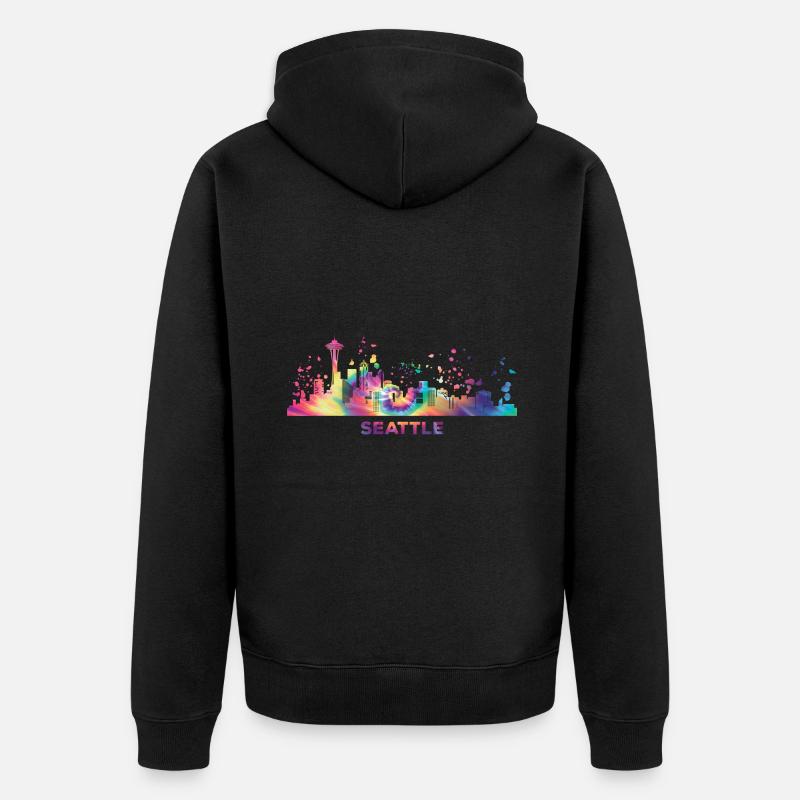 Skyline de Seattle, Seattle - Veste à capuche bio Premium Unisexe - noir