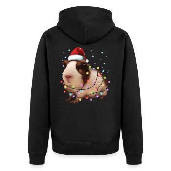 Christmas Guinea Pig - Funny Cute Santa Rodent - Unisex Premium Organic Zip Hoodie - black - Back - Nico (187cm)