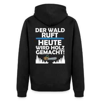 Holz Machen - Unisex Premium Bio Zip Hoodie - Schwarz - Hinten - Nico (187cm)