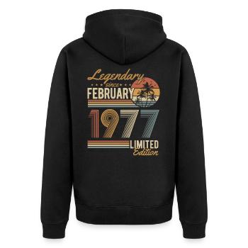 Février 1977 Born Birthday Retro - Veste à capuche bio Premium Unisexe - noir - Dos - Nico (187cm)