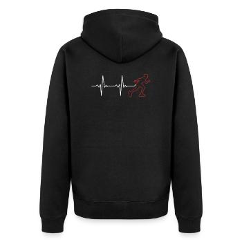 Skater Heartbeat Retro Inline Skater ECG Vintage - Unisex Premium Organic Zip Hoodie - black - Back - Nico (187cm)