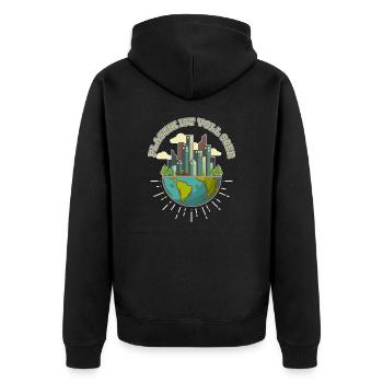 Plastic 90S Climate Protection Environment - Unisex Premium Organic Zip Hoodie - black - Back - Nico (187cm)