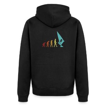 Windsurfen Evolution Surfer Wassersport Windsurfen - Unisex Premium Bio Zip Hoodie - Schwarz - Hinten - Nico (187cm)