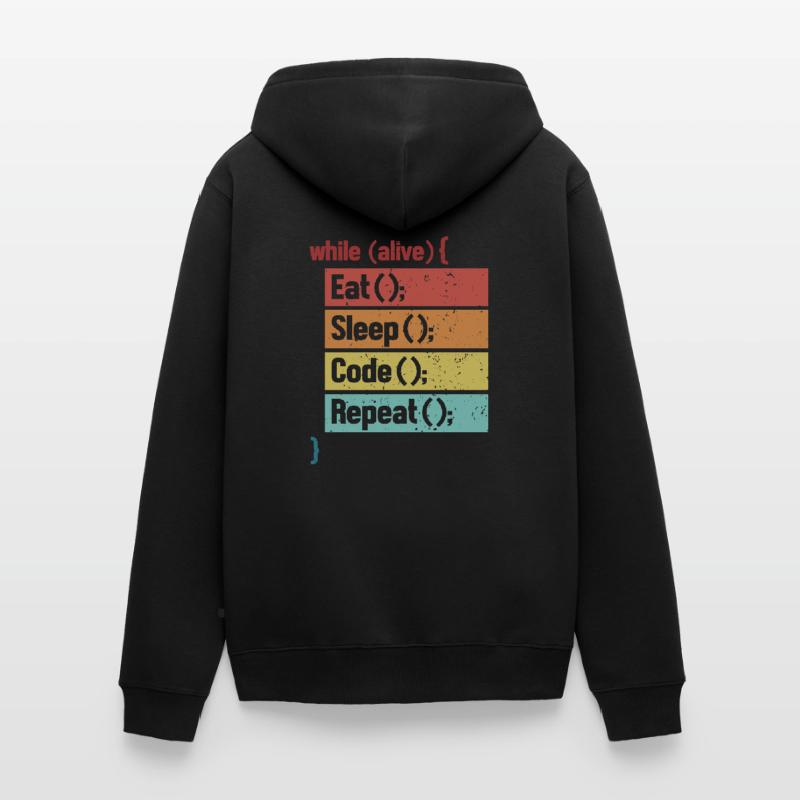 Eat Sleep Code Repeat Software Engineer Coder Veste à capuche bio Premium Unisexe