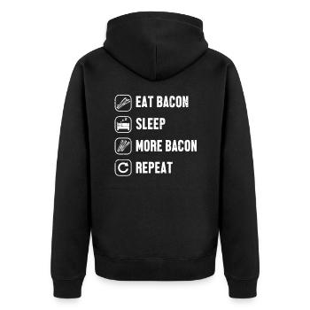 Anti Vegetarian Eat Sleep Bacon Repeat Bacon - Unisex Premium Organic Zip Hoodie - black - Back - Nico (187cm)