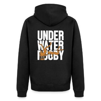 Underwater Rugby Silhouette UWR Wassersport - Unisex Premium Bio Zip Hoodie - Schwarz - Hinten - Nico (187cm)